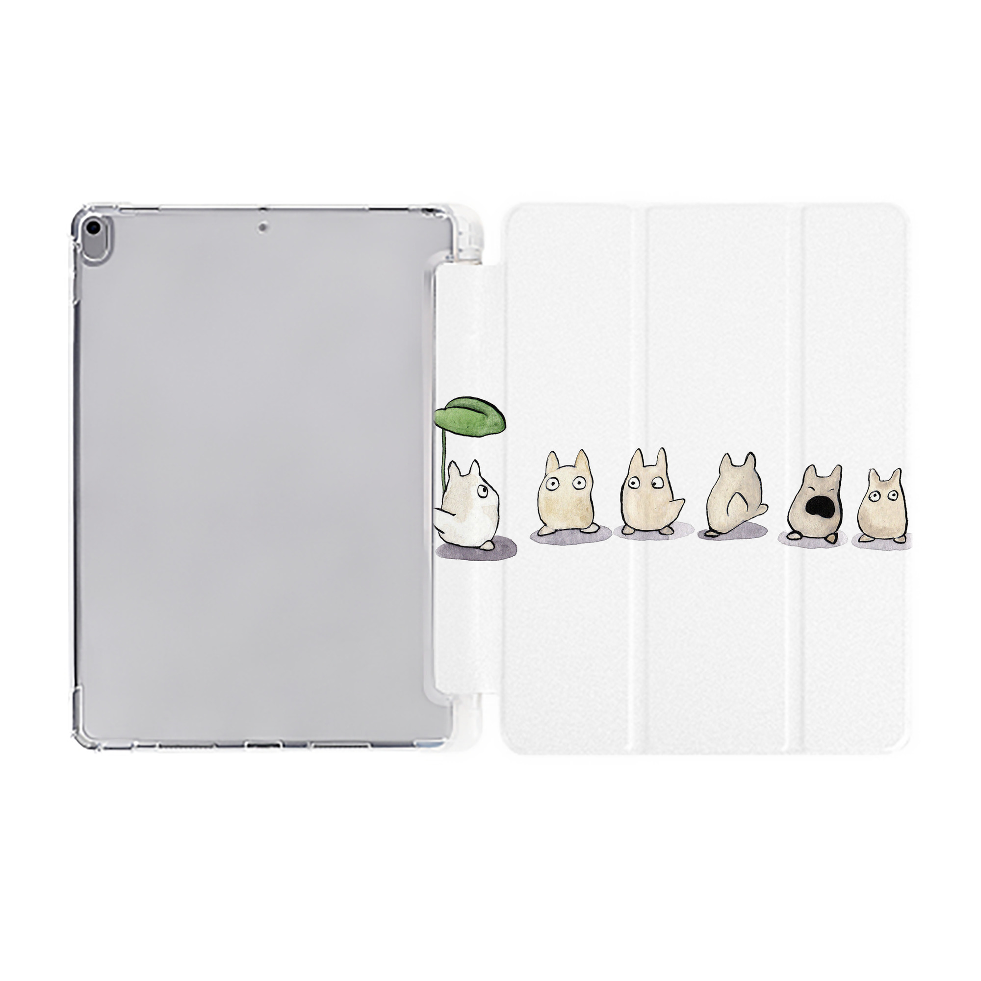 （画像用） となりのトトロ 草壁メイ 草壁サツキ My Neighbor Totoro Satsuki Kusakabe Mei Kusakabe IPad ケース ペン収納付き 三つ折りスタンド PUレザー×シリコン 対応機種9.5/10.5/10.9インチ